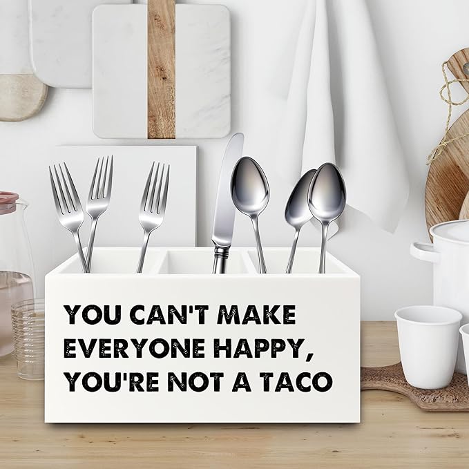 Funny Taco Gifts Pen Pencil Holder Organizer for Desk, You Can't Make Everyone Happy You're Not a Taco Funny Wooden Box Sign for Home Office Desk Tabletop Decorations