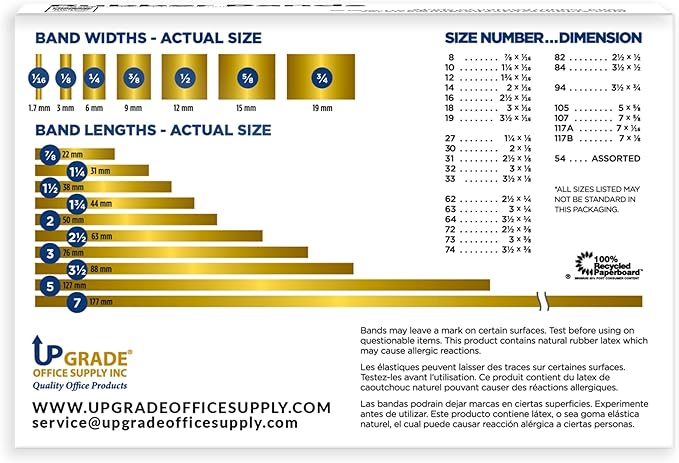 Upgrade Office Supply UPG22564CS Rubber Bands, Size 64 (3-1/2 x 1/4), 3,200 Bands, 1 lb 10-Box Case, USA