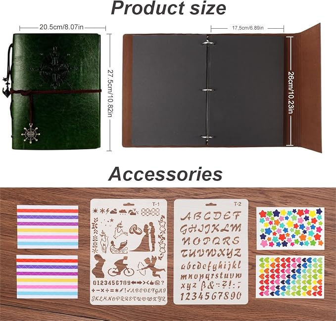 ThxMadam Leather Scrapbook Album Couples Travel Memory Book 8 x 11 Inch Vintage Photo Album Scrap Book DIY Family Scrapbooking Supplies Kits Gift for Valentines Anniversary Christmas wedding