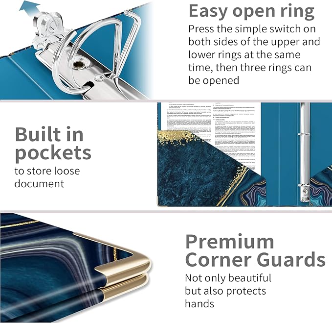 Ospelelf Binder with Clipboard 1 Inch, D Ring Binder for Letter Size (11" x 8.5") with Dividers, File Folder Labels, 3 Ring Binder with Storage for School and Office Supplies