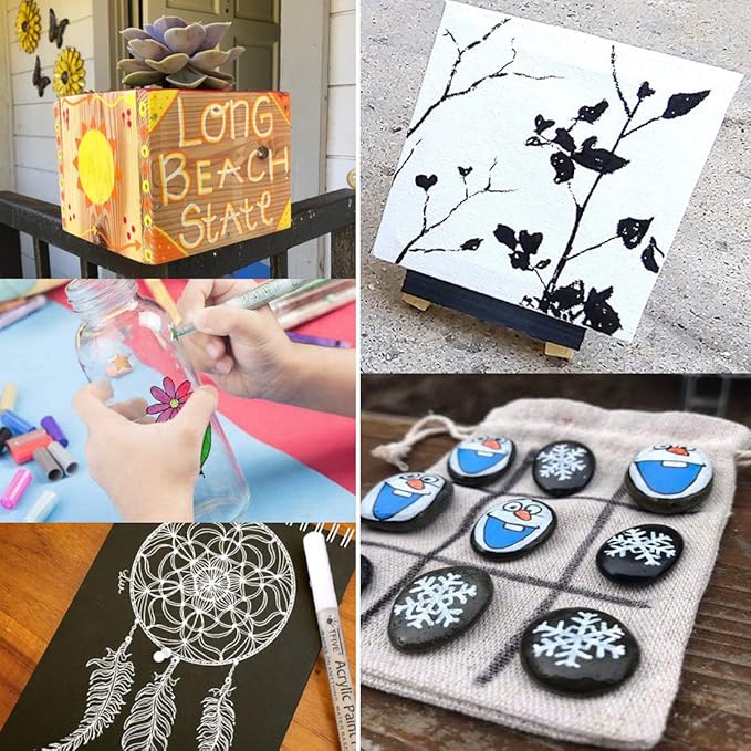 Purple Marker Paint Pens - 6 Pack Acrylic Purple Permanent Marker, 0.7mm Extra Fine Tip Paint Pen for Art Projects, Drawing, Rock Painting, Ceramic, Glass, Wood, Plastic, Metal, Canvas DIY Crafts