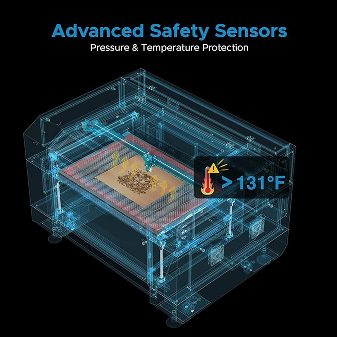 OMTech Pronto 150W CO2 Laser Engraver – 63"x40" Laser Cutter with Autofocus, 2-Way Pass, Air Assist, Red Dot Pointer | Ideal for Wood, Acrylic, Glass & More
