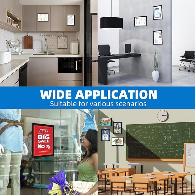 Magnetic Sign Holder 8.5 x 11-10 Pcs Double Sided Magnetic Frames for Refrigerator Reusable Adhesive Frames for Walls Window Door Sign Holder PVC Magnetic Picture Frame Document Holder