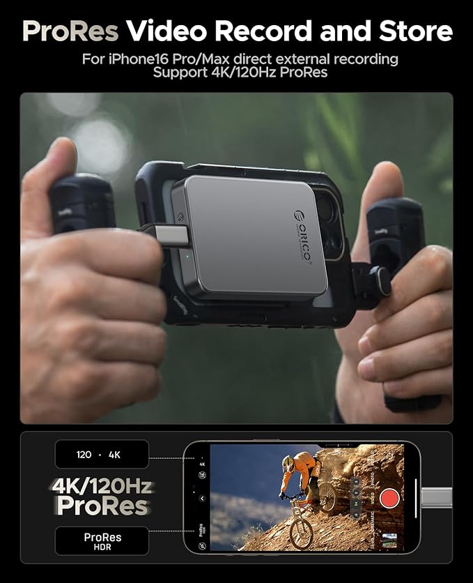 ORICO 512GB Magnetic Portable SSD, Metal Body, 4K 120 fps ProRes HDR Record and Store, Up to 460MB/s, USB C&A 2 in 1 Cable, External SSD Compatible with iPhone 16 Pro Max, Tablet, Computer - K5PLUS