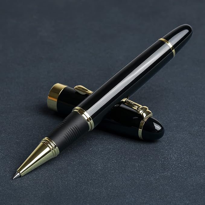 YIVONKA Luxury Ballpoint Pens Nice Ball Pen Best Gift for Men Professional Executive Office BallPens Classy Gift Box Ballpoint Black Refill Line width 0.5mm (Black)