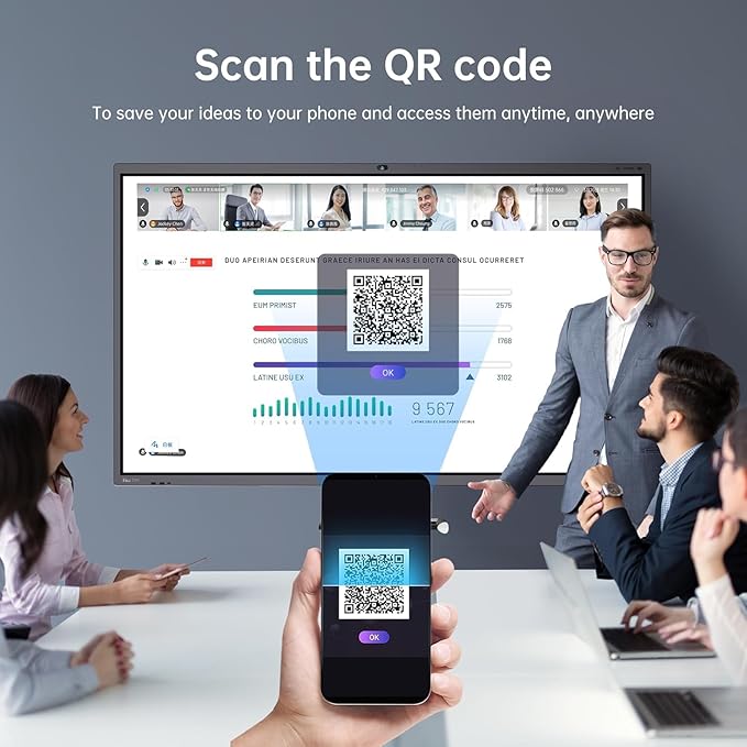 75 Inch 4K Smart Board - Google EDLA-Certified Interactive Whiteboard, 50-Point Touch, Wireless Casting - Digital Whiteboard for Classroom & Office & Home,300+ Free Apps (Board & Wall Mount Only)