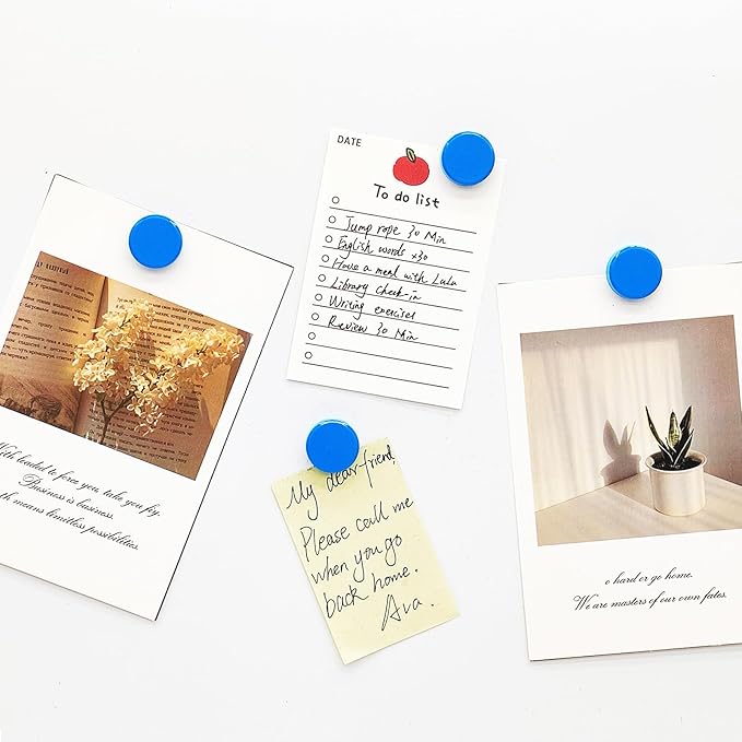 ZDZBLX Fridge Magnets, 20 Pcs Strong Small Refrigerator Magnets for Whiteboard, Heavy Duty Mini Cute Round Magnets for Fridge, Locker, Kitchen, Office, Blue