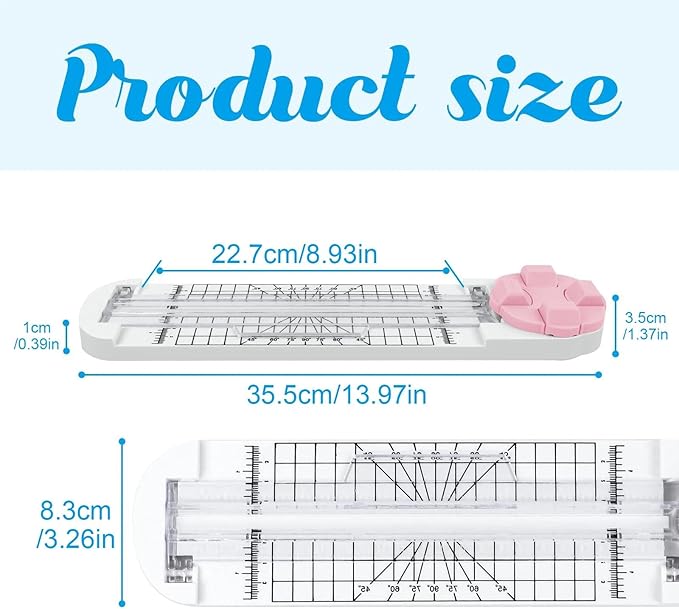 4-in-1 Multi-Function Paper Trimmer,Bidirectional Papers Cutter,Bidirectional Rotary Paper Cutter for A4/Photo/Card, for Daily Manual and Office Use (Green+Pink)