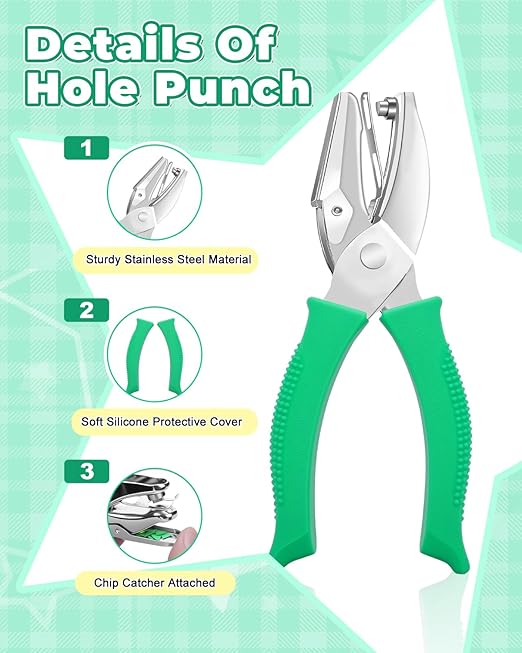 UCEC 1/4" Triangle Hole Punch Metal Handheld Paper Punch Single Hole Tag Punch, Small Triangle Shape Hole Puncher Back to School Supplies for Scrapbook DIY Craft in Home Office Classroom