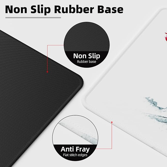 ETZ Japanese Cherry Blossom White Mouse Pad (31.5 × 11.8 × 0.12 inch) Extended Large Mouse Mat Desk Pad, Stitched Edges Mousepad,Non-Slip Rubber Base,Gaming Mouse Pad XL,Office & Home.