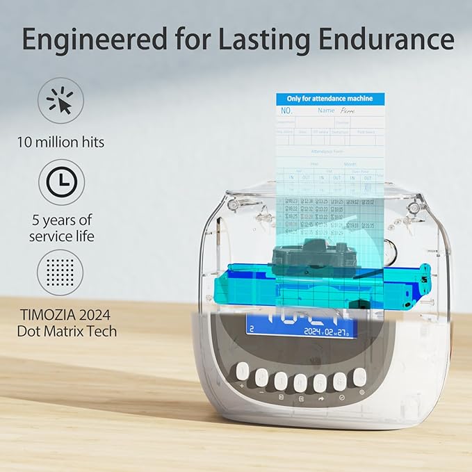 Time Clocks for Employees Small Business, Auto-Align Time Clock, 6 Punches per Day Time Machine, Clock in Machine for Employees with Time Cards, 2 Ink Ribbons and White with 50 Cards