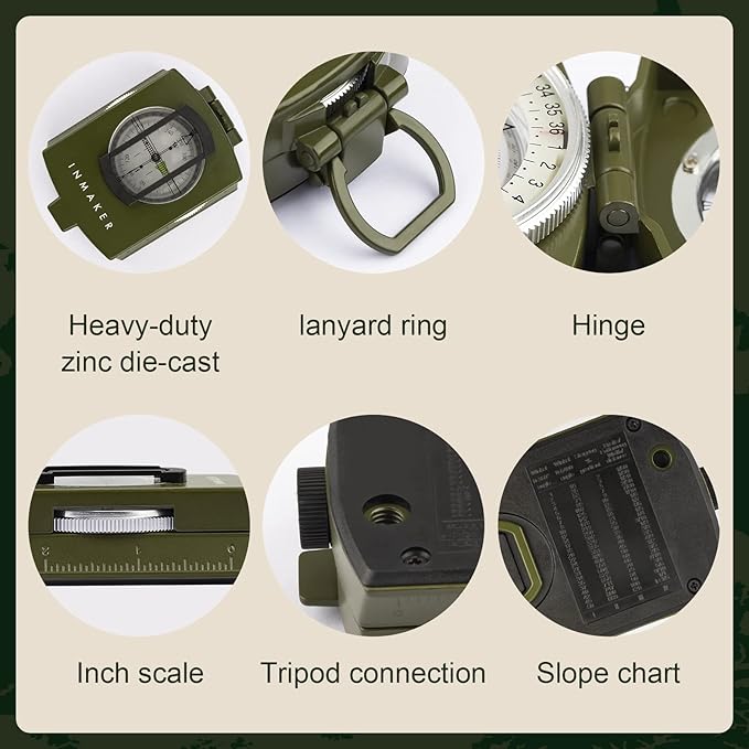 INMAKER Compass, Compass Hiking with Survival Whistle, Luminous Compass Gift for Kids, Apply to Outdoor Survival, Camping and Navigation