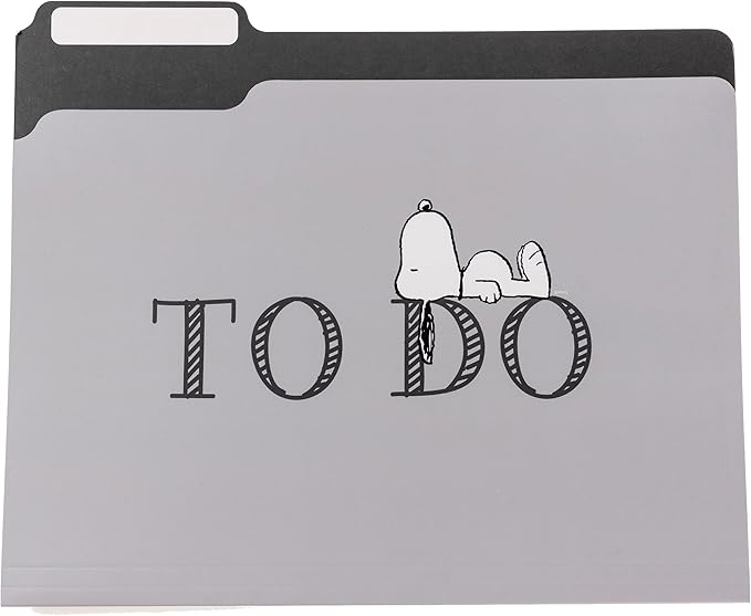Snoopy File Folders Pack by Graphique, Set of 9 (3 Designs), Letter Size Organizers, Decorative Office Supplies, 1/3-Cut Tabs
