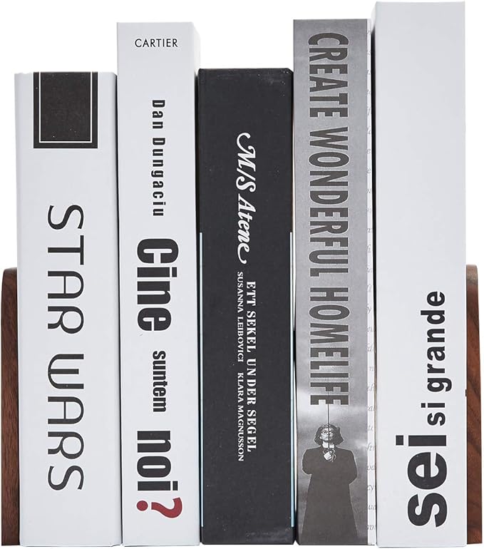 Pandapark Wood,Non-Skid Bookend for Shelves,Heavy Duty,Book Stand for CDs,1 Pair