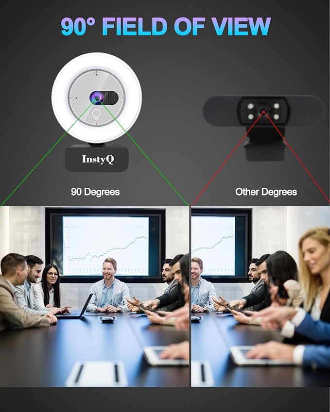 Webcam with Microphone, 2K Web Cam for PC/Desktop Computer/Laptop/MAC, Privacy Cover & Light, USB Plug and Play, Streaming Camera for Zoom/Skype/Teams/Video Calling/Studying and Conference
