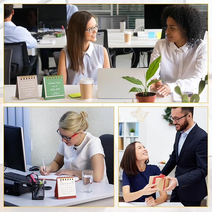 24pcs Employee Appreciation Gifts 2025-2026 Mini Desk Calendars Thank You Gifts Small Inspirational Desktop Calendar Bulk for Employee Teacher Staff Volunteer Coworker(Classic)