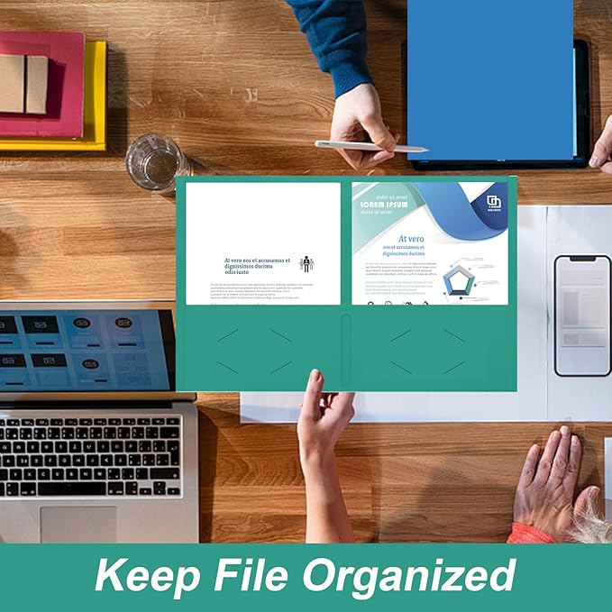 30 Pack 2 Pocket Folders - Letter Size, Assorted 5 Colors