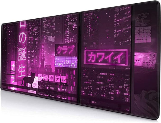 Gaming Mouse Pad, Large Anime Mouse Pads for Desk, Non-Slip Rubber Base Mousepad, Keyboard Mouse Mat Desk Pad with Stitched Edges, 31.5x11.8 inch