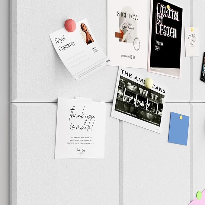 Large Cork Boards for Walls – 48 x 36 Self Adhesive Felt Wall Tiles, Ideal for Office Wall Organizing Bulletin Board, Easy to Install Cork Boards Felt Board