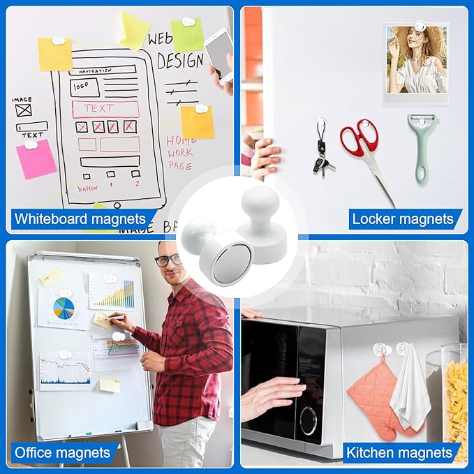 LOVIMAG Fridge Magnets 20Pcs Refrigerator Whiteboard Small Strong Magnet Classroom Kitchen Accessories Decorative Locker Set Decor Must Haves Office Calendar Refrigerador Magnetic Cute Crafts White