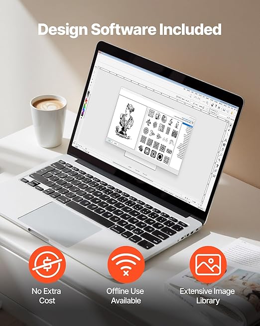 VEVOR Cutting Machine, Automatic Edge Detection Vinyl Cutter Machine with Design Software and Materials, Compatible with Multiple File Formats, for Creating Customized DIY Crafts, Cards, Stickers