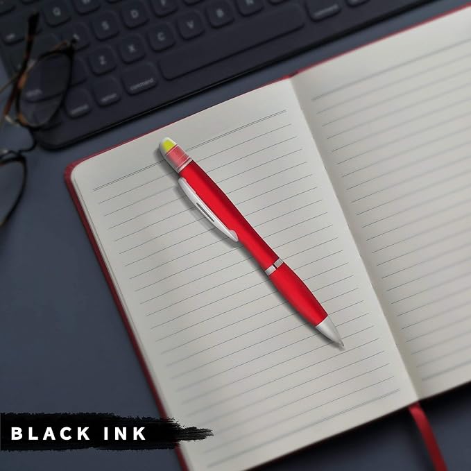 DISCOUNT PROMOS 10 Marathon Gel Highlighter Pens Pack - Twist Mechanism, Ballpoint - Red