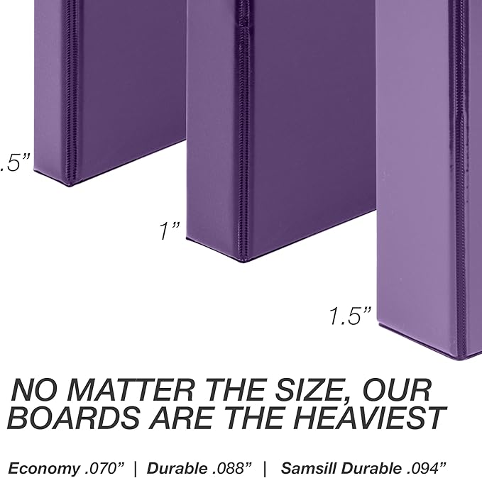 Samsill Durable 1 inch 3 Ring Binder, Made in USA, D Ring Binder, FSC 100% Recycled Chipboard, Purple, 4 Pack