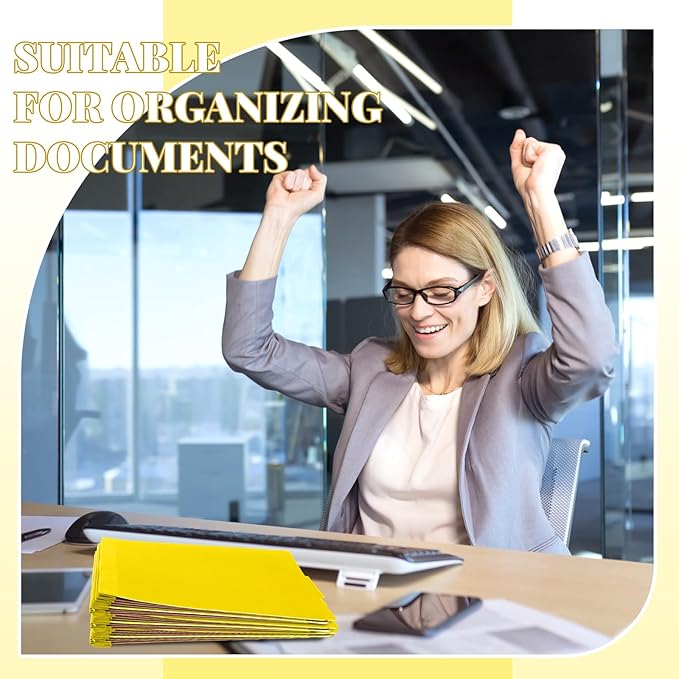 Skyygemm 12 Pcs Classification Folders Letter Size, 3 Divider Pressboard File Folder with Fasteners, Expanding File Organizer Bulk for Teachers, Clergy, Office, Church, Christmas Donations (Yellow)