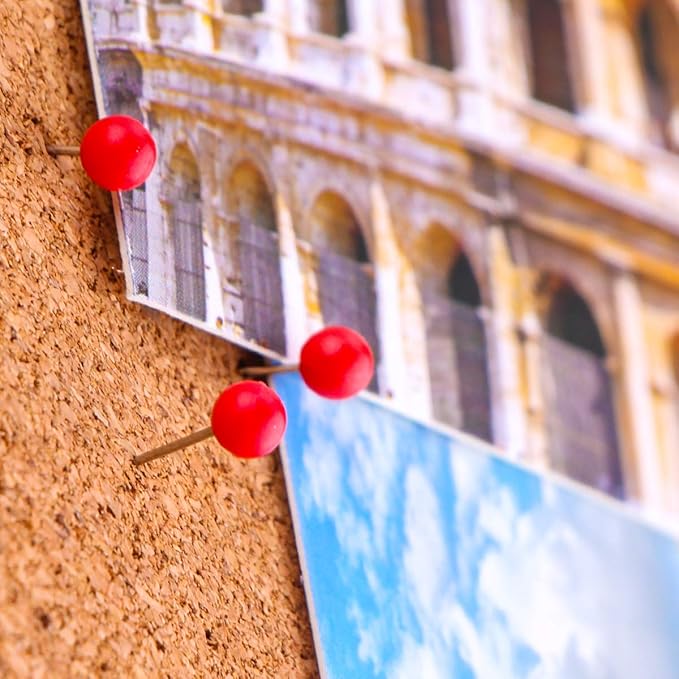 Yalis Push Pins Map Tacks 1/8-Inch Assorted Color Beads Head Map Marking Push Pins,500-count (Red)