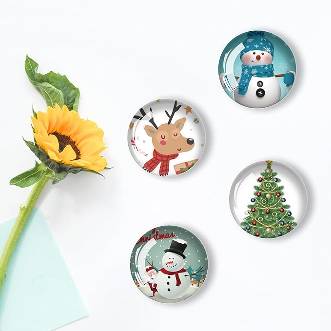 Christmas Refrigerator Magnets 12Pcs Glass Strong Magnetic Refrigerator Magnet Fridge Sticker,Crystal Fridge Magnets Decoration for Crafts,Strong Fridge Magnets for Kitchen, School