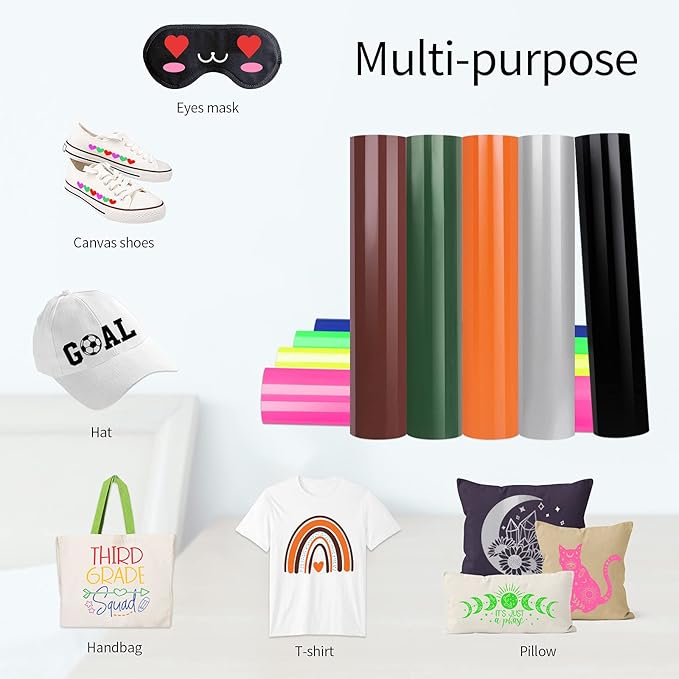 VINYL FROG Heat Transfer Vinyl Roll HTV Vinyl - 12" x5ft Hot Pink Iron on Vinyl for T-Shirts, Heat Press Vinyl for DIY Craft Designs (Neon Pink)