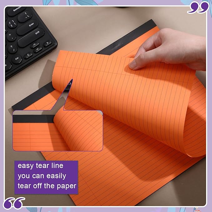 Lincia 6 Pcs 11" x 9.5" Legal Pads College Ruled Notepad Landscape Notebook Horizontal Lined Notebook 80 Gsm Assorted Colors Paper Pastel Writing Pads for School Office, 40 Sheet (Bright Color)