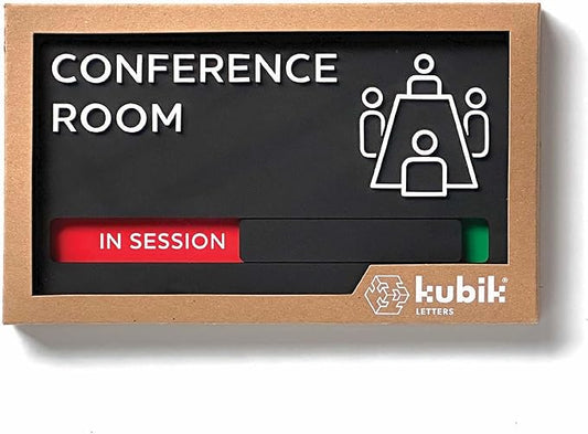 Kubik Letters Premium Conference Room Sign - Do Not Disturb Sign - Meeting in Progress Door Sign - Office Sign - Sign Out - Office Door Sign - Door Signs for Office - Occupied Sign - Do Not Disturb Door Sign