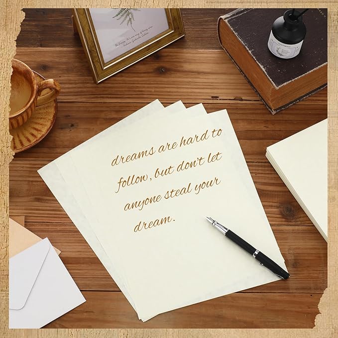 Epakh 200 Sheets Old Age Parchment Paper 8.5 x 11 Inch Standard Letter Vintage Colored Old Parchment Semblance Double Side Printing Paper(Lvory)