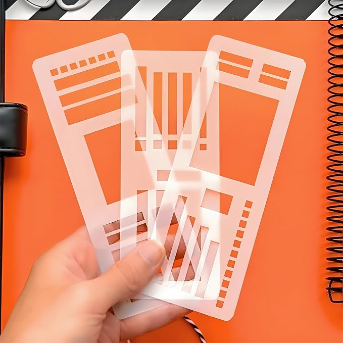 3 Pack Stencils Drafting Tools, Handmade Flexible Record Template, Reusable Templates Planner Stencils for Journaling Checklists Boxes Lines & Daily Planning (#A)