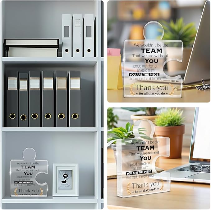 Team Appreciation Gifts Thank You Gift for Coworkers Colleagues Employees Boss, Best Teams Ever Gifts We Wouldn't Be the Team We Are Without You Acrylic Puzzle Piece Plaque Office Decor