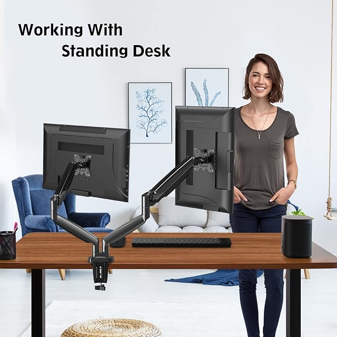 MOUNTUP Dual Monitor Mount for 2 Max 35 inch Ultrawide Screens, Hold 6.6-30.9lbs, Full Motion Gas Spring Monitor Desk Arm, Heavy Duty Dual Monitor Stand for Desk, VESA Bracket with Clamp/Grommet Base