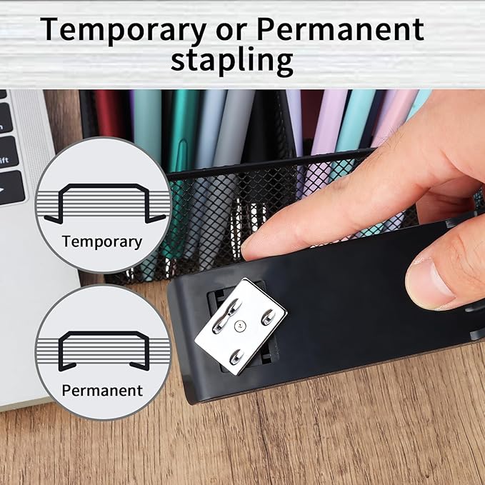 Metal Stapler with 830 Staples, Office Stapler, Staplers for Desk, 25-30 Sheet Capacity, Non-Slip, Black