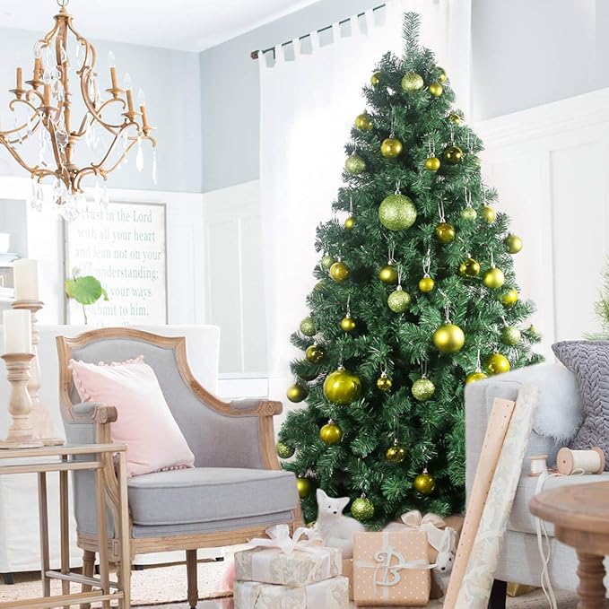 Lime Green 1.6" Small Christmas Balls Christmas Tree Decoration Ornaments Shatterproof Hanging Balls for Birthday Halloween Holiday Wedding Decorations Set of 24pcs