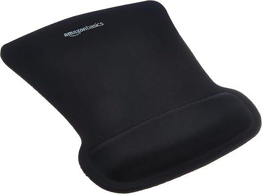 Amazon Basics Irregular Ergonomic Gel Computer Mouse Pad with Wrist Rest for Pain Relief, 10.1L x 8.1W inches, Black