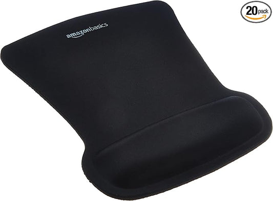 Amazon Basics Rectangular Gel Computer Mouse Pad with Wrist Support Rest, Small, Pack of 20, Black