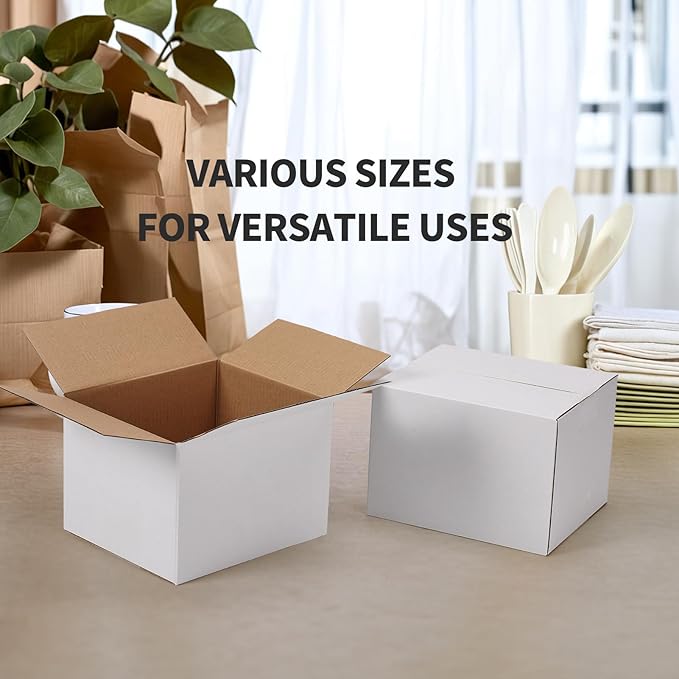 7x6x5 Shipping Boxes Set of 40, White Kraft Corrugated Cardboard Boxes Mailers for Packaging(17.8x15.4x12.7 cm)