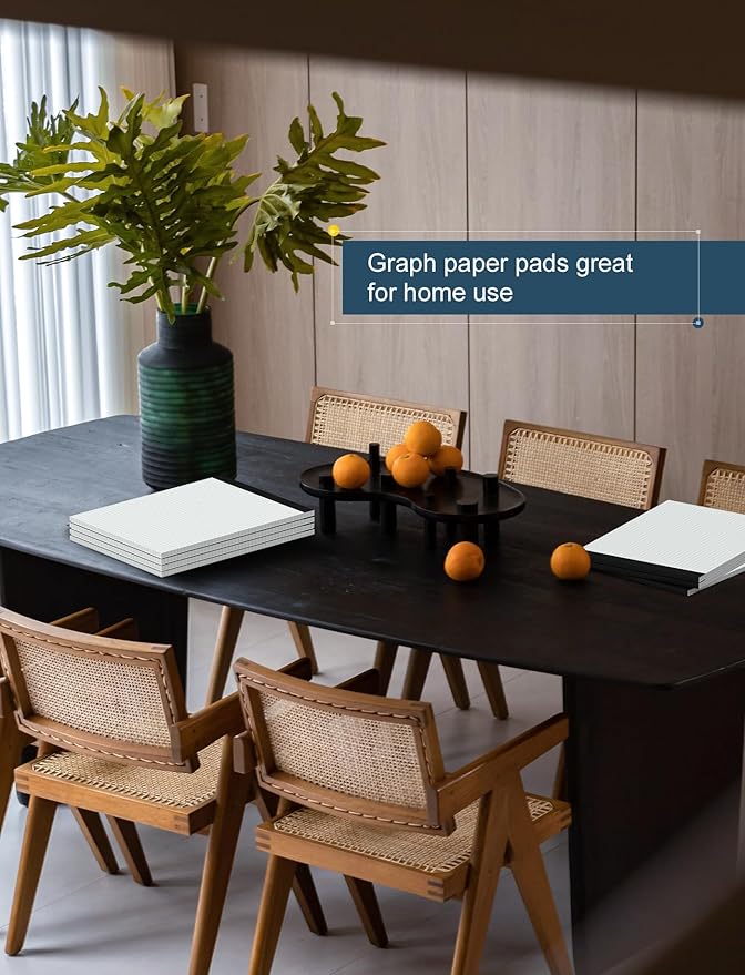 Grid Paper Pads 8.5 x 11, 3 Pack, 4x4 Blue Quad Graph Paper Pads 8.5 x 11, White Quadrille Pad, Easy Tears Off, Cardboard Backing, Grid Notebook 8-1/2" x 11", 70 GSM Graft Paper, 30 Sheets/Pad