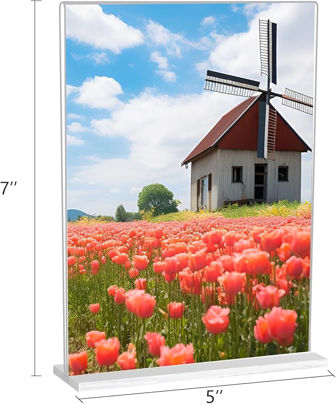 6pack Acrylic Sign Holder 5 X 7, Vertical T Shape Clear Plastic Sign Holder, Double-Sided Menu Holder, Unbreakable Table Sign Holder for Restaurant, Office, School, Store and Home Use