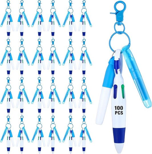 Sherr 25 Sets Retractable Nurse Pens with Mini Highlighter Permanent Marker Keychain Clip Badge Reel Pen Accessories for Nursing Students Medical Staff Office Stocking Stuffer Gift(Blue)