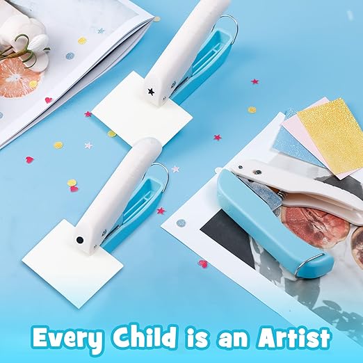 UCEC 3 Pack Paper Craft Hole Punch Shapes, 1/4 Inch Single Hole Puncher for Crafts, Small Handheld Circle Star Hole Punch Heart Hole Punches, 3 Heart Star Hole Puncher for Tags Clothing Ticket