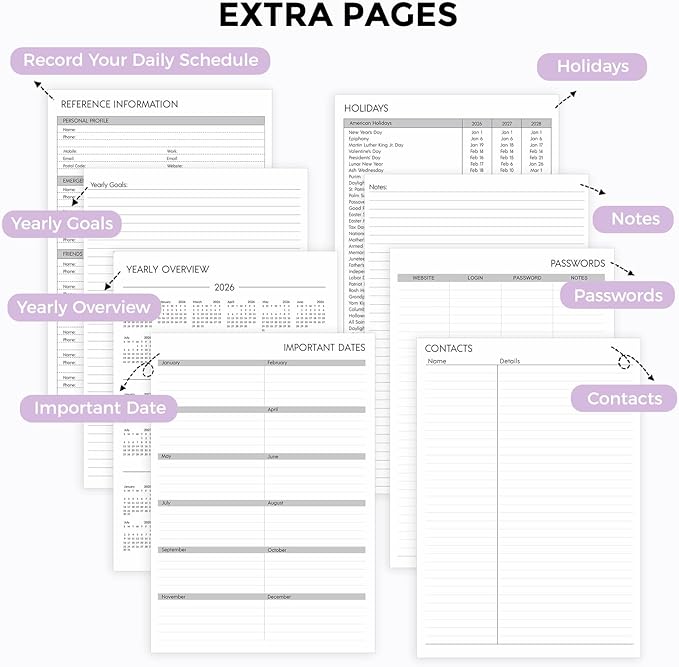 SKYDUE 2026 Appointment Book, 8.5" x 11", Hourly Planner with 15 & 30-Minute Increments, Weekly & Monthly Planner for January - December 2026, Perfect for Daily Planning Purple