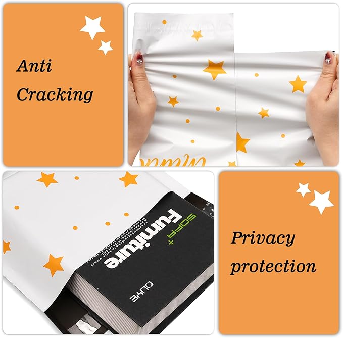 Thank You Poly Mailers 6x9 Inch 100 Pcs - Pentagram printed Shipping Bags, 2.4mil Thickness, Waterproof and Tear Resistant Mailing Envelopes, Self-Sealing Packaging Bags for Small Business