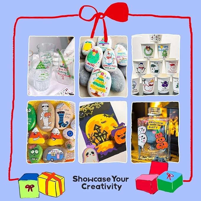 Arrtx Markers Paint Pens 60 Colors, Acrylic Paint Pens Brush Tip for Wood, Canvas, Stone, Rock Painting, Ceramic Surfaces, DIY Crafts Making Art Supplies-with Neon & Metallic & Regular Color