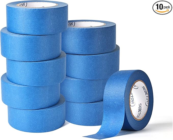 10 Rolls Painters Tape 2 inch Bulk Painter Tape Blue Wide Roll, Blue Masking Tape, 2 Inches x 55 Yards for General Purpose Wall Painting, Home Improvement